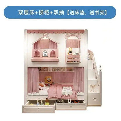 Baby Crib Bassinet, Childrens Toddler Bunk Bed, Montessori Trundle Princess Wooden Hut, Mezzanine Cradle Camas Ninos
