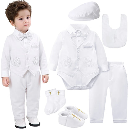 Baby Boy Christening Outfit Infant Baptism Easter Blessing Suit Toddler Wedding Chritmas Xmas Formal Ring Bearer Clothes Set