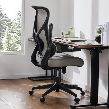JHK Mesh Lumbar Support Office Desk Computer Chair Ergonomic High Back Swivel Rolling Gaming Chairs With Wheels And Flip-up Arms